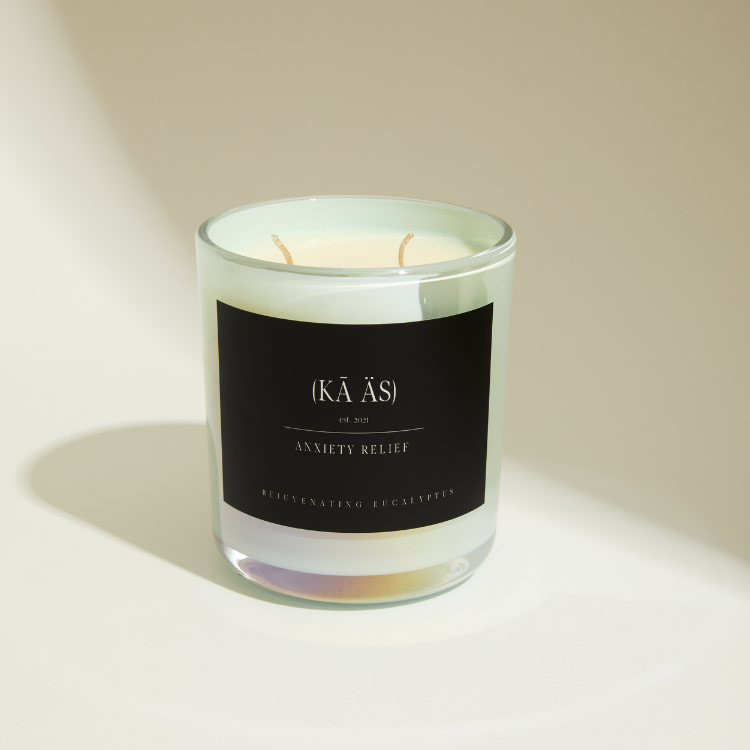 product shot iridescent blue vessel anxiety relief eucalyptus