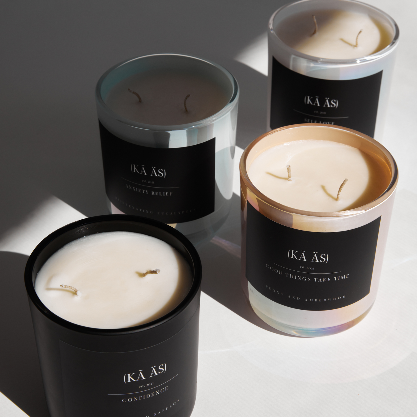 Cedar and saffron in a matte black vessel. confidence scented candle